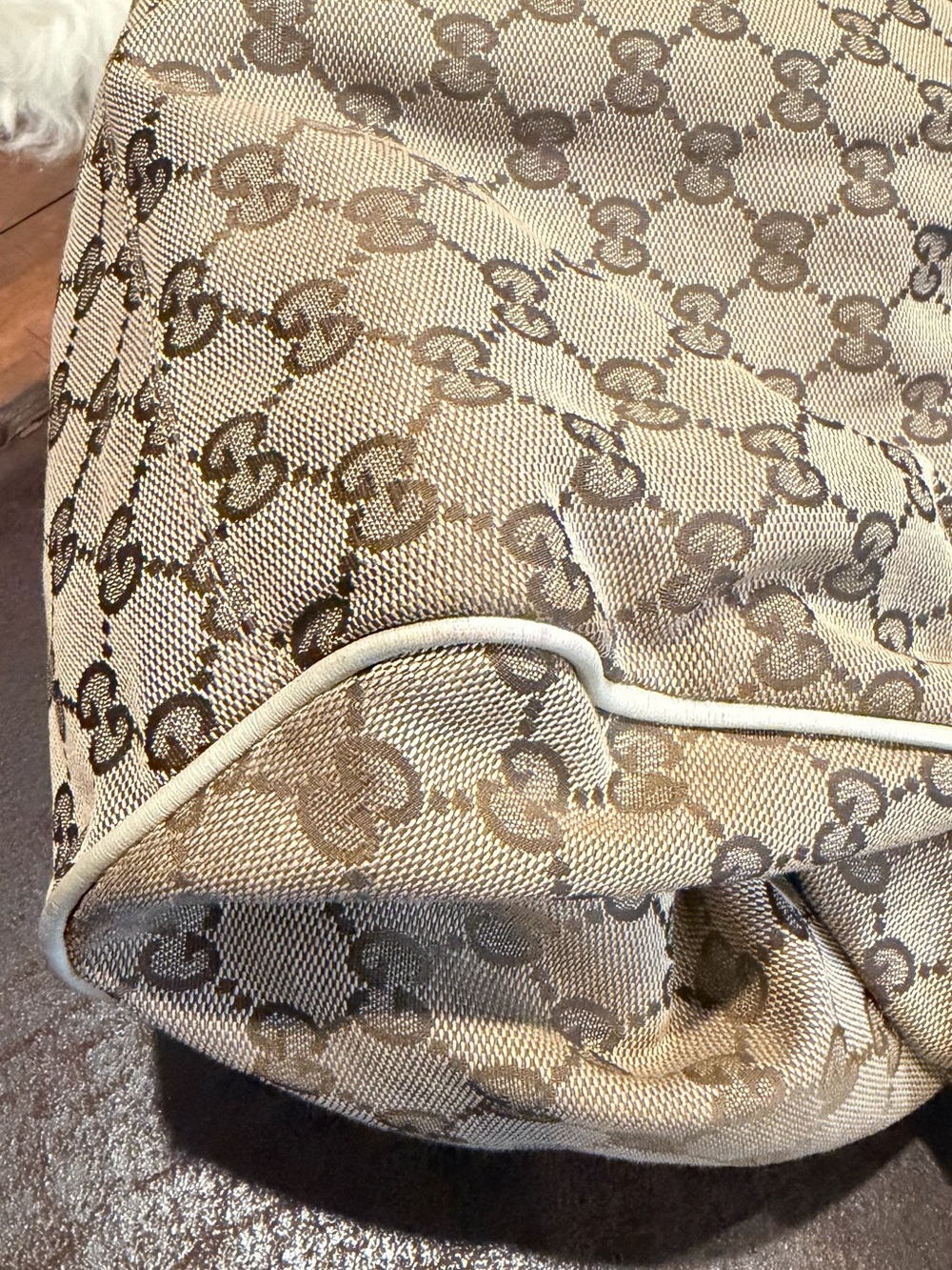 Gucci Beige GG Canvas Dome Satchel with Ivory Trim - Picture 10 of 16